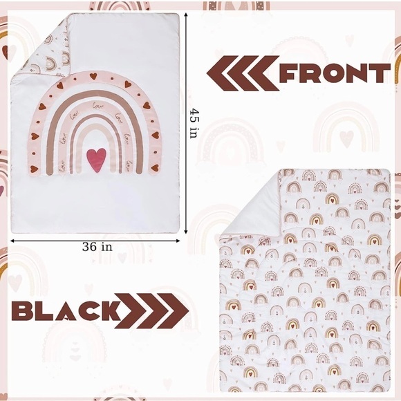 New 4 Pieces Boho Rainbow Crib Bedding Set Neutral Nursery Bedding - Picture 5 of 5